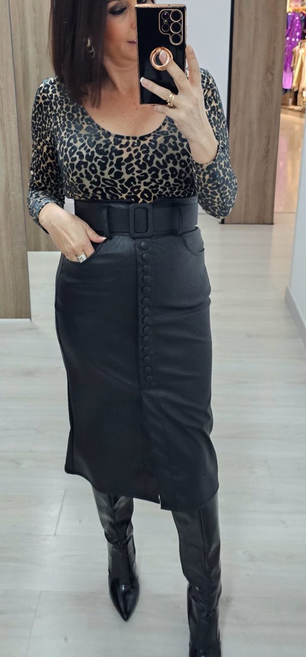 Falda Polipiel midi