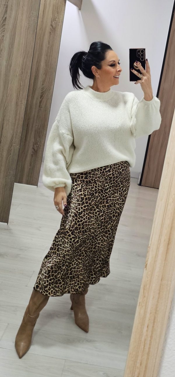 Falda midi raso prints - Imagen 2