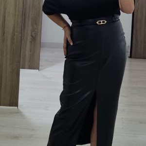 Falda midi polipiel